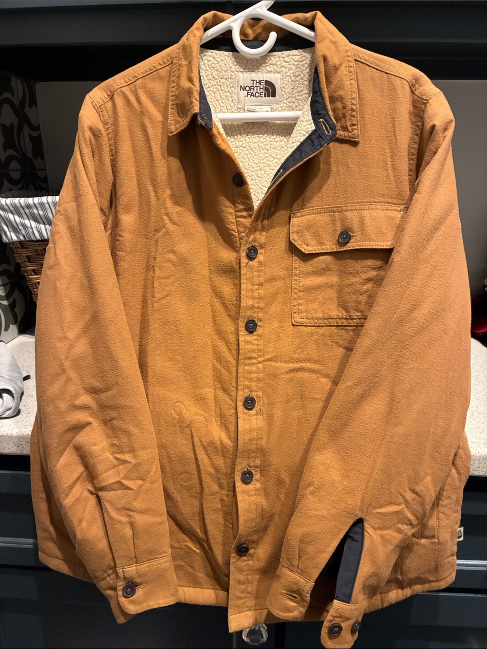 The North Face Men's Caramel Tan Sherpa-Lined Shirt Jacket